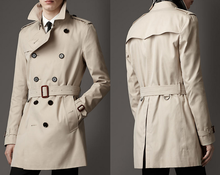 A modern version of the Burberry raincoat, featuring many of the classic elements.