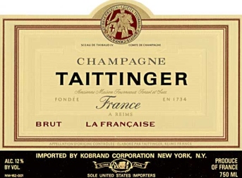 A typical Champagne label.   Note the use of the word Champagne and the "Product of France" at the bottom.  That's how you know it's the real deal.